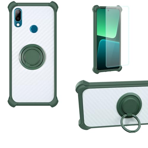 jioeuinly Case Compatible for HTC Wildfire E4 Phone Case Cover PC backplane + Silicone Soft Frame Cover [360 Metal Ring, Magnetic Car Mount] CSKB-LV