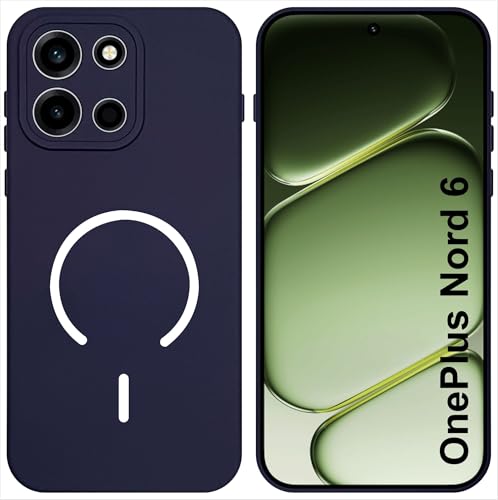 SBMS Silicone Back Cover Case for OnePlus Nord 6 5G | Soft Micro-Fibre Lining Inside | Magsafe Print On Back Side Camera Protection Bump | Shockproof Case OnePlus Nord 6 (Blue)