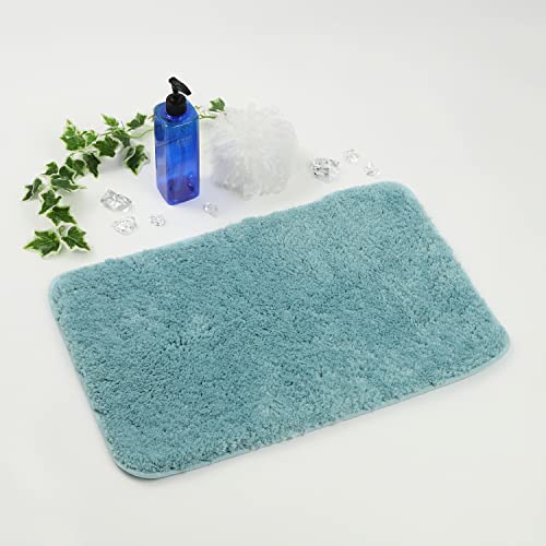Confis バスマット マイクロファイバー 吸水 速乾【厚さ3cm】玄関マット お風呂マット 滑り止めマット フカフカ (ブルー・40x60cm)