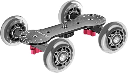 Image of Neewer Scaled Camera Table Dolly Slider with 22 pounds /10 kilograms Load Capacity Skater Design Aluminum Rods Rotatable Rubber Wheels 1 /4-inch 3 /8-inch Screw Threads for DSLRs Video Camcorders (Black)