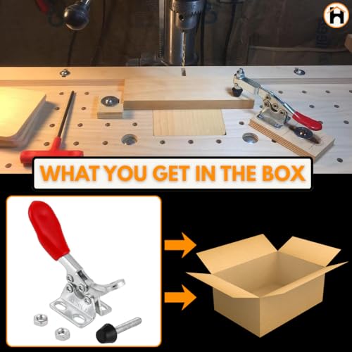 Image of Homdum 4Pcs Toggle Clamp Hold Down Clips 220Lbs Holding Capacity Antislip Horizontal Quick Release Toggle Clamp for Woodworking Jigs and Fixtures, Welding, Drill Press, Crosscut Sled