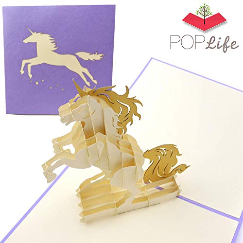 PopLife Magical Unicorn 3D Pop Up Mother's Day Card - Birthday Pop Up Card, Baby Shower Gift, Get Well - Fold Flat for Mailing - for Mother, for Daughter, for Wife, for Granddaughter, for Mom, Sister