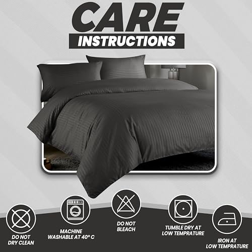 Olivia Rocco Mayfair Stripe Duvet Cover Set Easy Care Satin Stripes Comforter Reversible Bedding Quilt Covers With Pillowcases - Image 4
