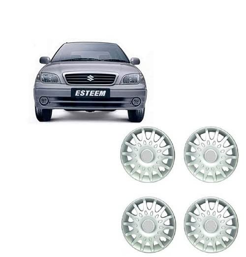 Cranzo Car Wheel Cap Silver Set of 4 Pieces For Maruti Suzuki Esteem size 13 inch-image-17