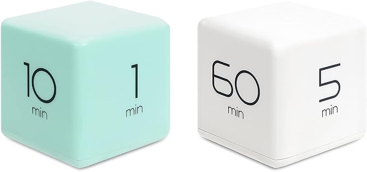 Mooas Cube Timer Mint 1,3,5 and 10 Minutes & White 5,15,30 and 60 Minutes Bundle, Timer for Studying, Cooking and Workout...