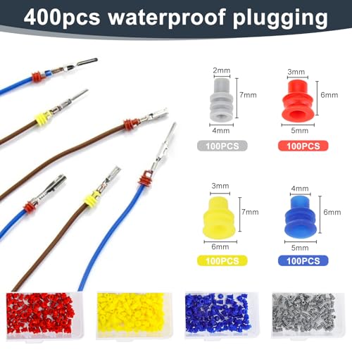 Linkstyle 820pcs Electrical Connector Pins Terminal Kit, 21 Types 1/1.5/1.8/2.2/2.8/3.5mm Non-Insulated Crimp Male Female Wire Harness Pins, with Waterproof Plug and Extractor Tool for Car Repair Boat