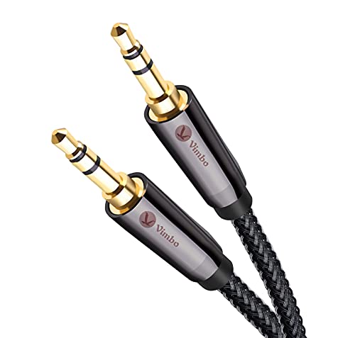 Aux Cable 3.5 mm Audio Cable - Vimbo Nylon Braided Aux Cable (Hi-Fi Sound), Audio Auxiliary Input Adapter Male to Male AUX Cord for Headphones, Car, Home Stereos, Speaker, iPhone, Echo More 3.3ft
