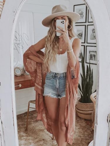 Spicy Sandia Kimonos for Women Floral Beach Cover Up Loose Swimsuit Bathing Suit Coverup Cardigan for Summer Swimwear3