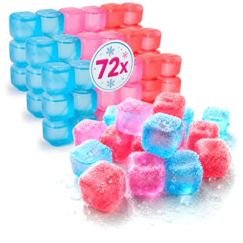 com-four® 72 cubitos de hielo reutilizables de colores, cubitos de hielo para fiestas para bebidas refrescantes [la selección varía] (72 piezas - cubos V1)