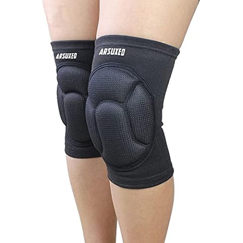 ARSUXEO Thickening Football Volleyball Sports Knee Pads Brace Support Dance Cycling Knee Protector Kneepad (black) Cover