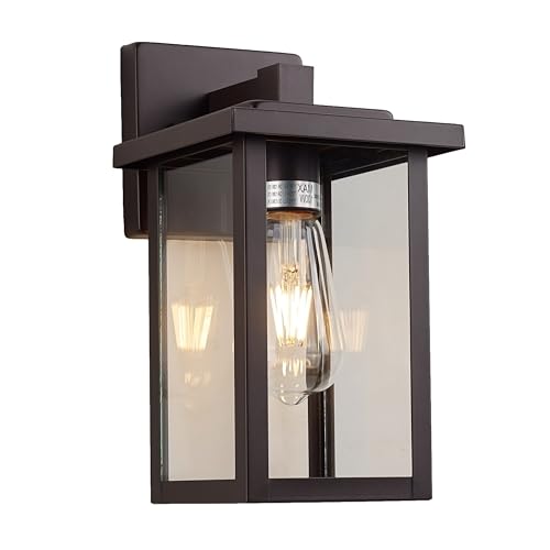 Image of Oil Rubbed Bronze Outdoor Light Fixture, Outdoor Wall Lantern 2 Pack with Clear Water Glass, 11 Inch Outside Light for House Entryway Garage Porch