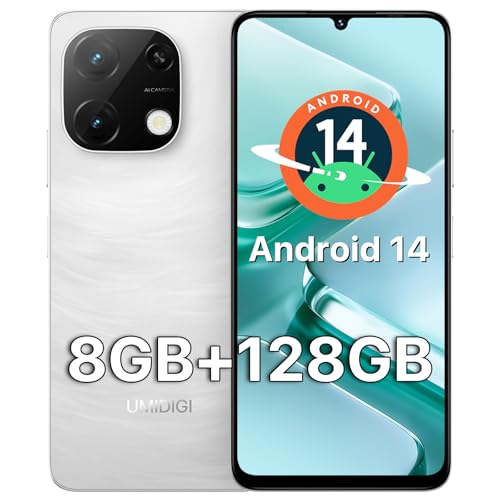 UMIDIGI G9T Telefonos Moviles Libre, 8GB+128GB/1TBTF 6,75' HD+90Hz Teléfono Móvil, 5000mAh/18W PD Carga, 13MP Móvil,Dual Sim Smartphone,Face ID Fingerprint/OTG/GPS/2.4G+5G WiFi/3.5mm Jack,Blanco