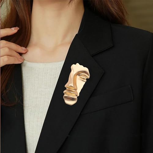 Image of Face Mask Figure Brooch Vintage Minimalist Metal Brooches for Women Men Collar Accessories Brooch for Men Party Gift Hats Bag Accessories