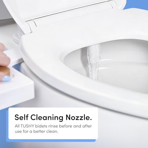 Image of TUSHY NEW Fresh Dual Nozzle Cool Water Bidet: Ultra Slim Toilet Seat Attachment with Luxury 2 in 1 Front & Rear, Self-Cleaning, 180º Clean, (DIY Install, 10 Minutes), Non-Electric, Matte Black Knob