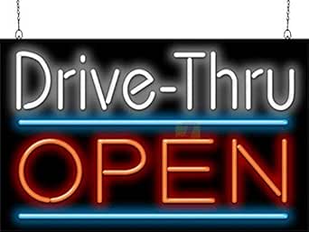 Drive-Thru Open Neon Sign : Amazon.ca: Office Products