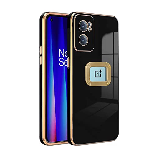 Image of KARWAN Luxury Back Cover Compatible for OnePlus Nord CE 2 (5G) | Logo View Mobile Phone Cases and Covers for OnePlus Nord CE 2 (5G)| Back case and Cover | Slim Shockproof | Soft TPU -Black