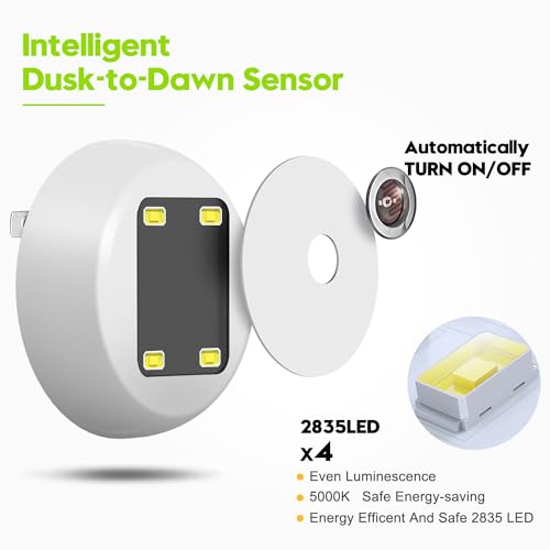 Image of fesnne Night Lights Plug into Wall, Night Light, Dusk to Dawn Sensor, White Led Night Light 0.5W, 8 Pack Nightlight for Adults, Bedroom, Bathroom, Hallway, Kitchen