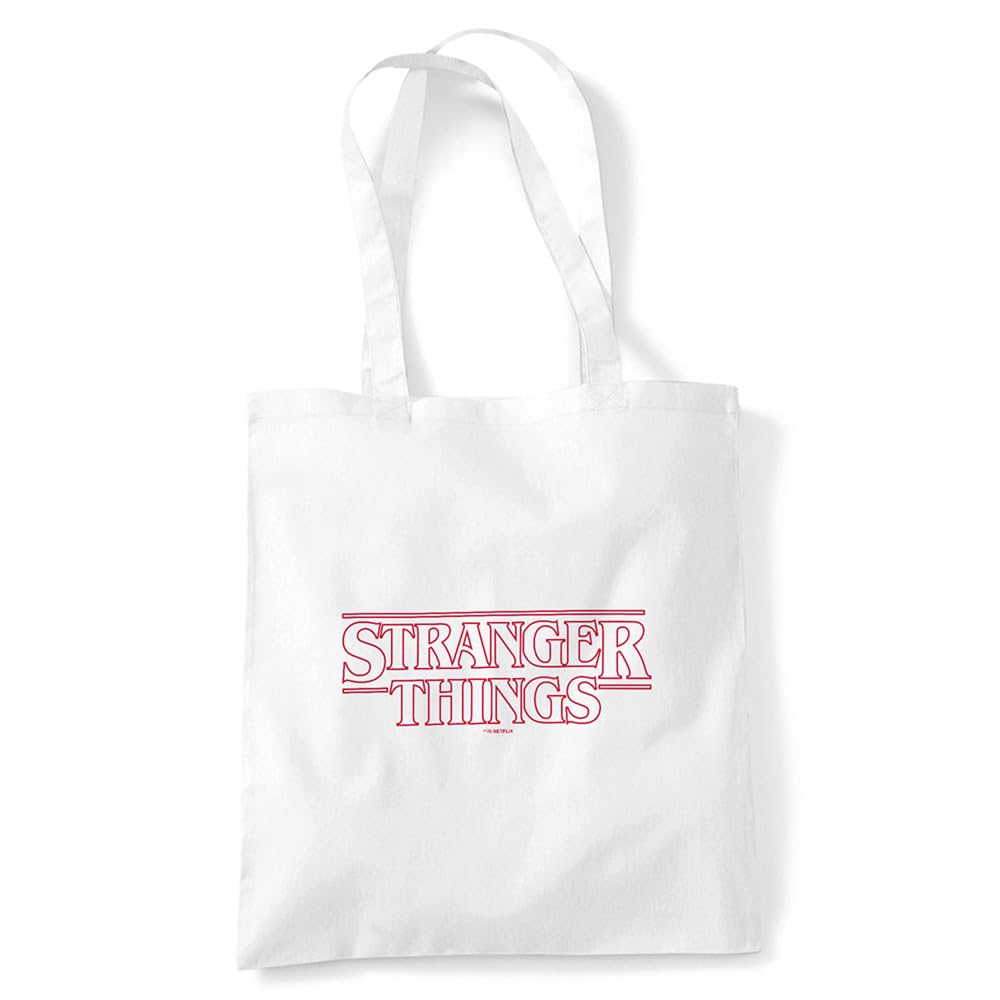 Stranger Things Outline Logo Grocery Travel Reusable Tote Bag, White