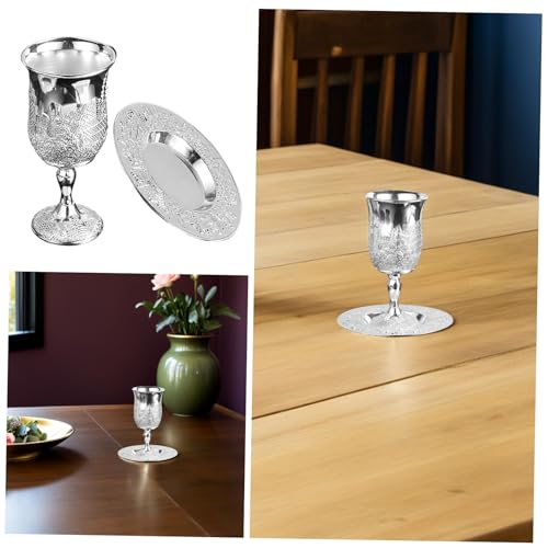 Coupe de Kiddouch juive en métal argenté et accessoire Havdalah - 4