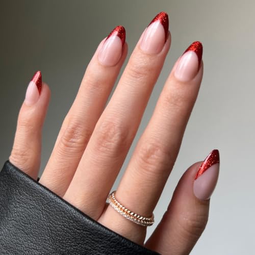 Glamnetic Press On Nails - Short Almond, Glossy Fake Nails 30 Pc Full Kit