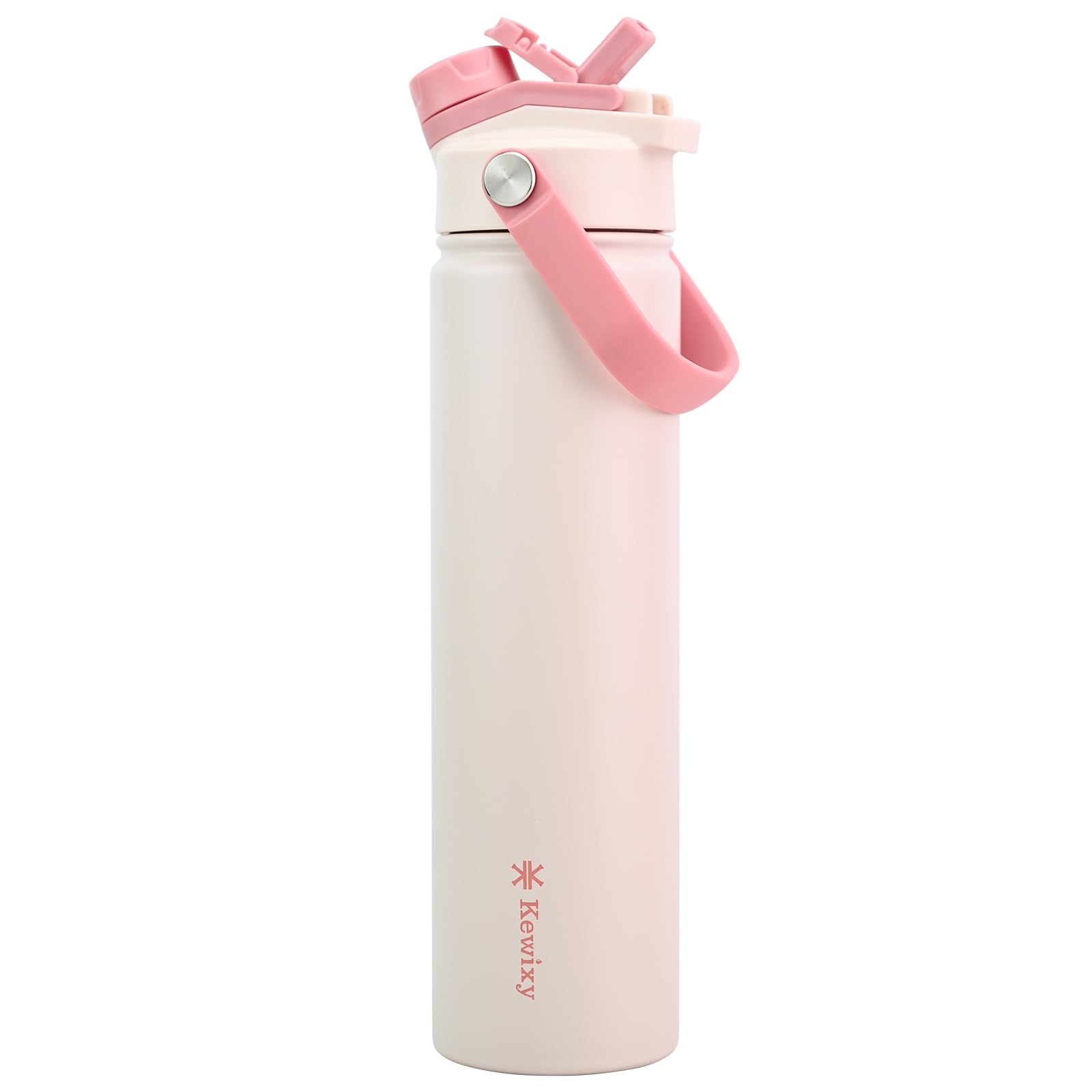 KEWIXY 750ml Insulated Water Bottle, 2-in-1 Lid, Straw & Spout with Protected, Leak Proof, Keep Cold, Stainless Steel, Metal, Reusable, Handle, for Outdoor, Gym and School, Blush Pink — image 1