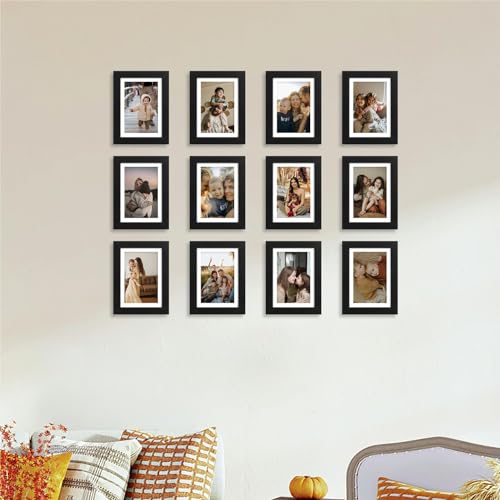 decorUhome 5x7 Picture Frame, Display Pictures 4x6 with Mat or 5x7 without Mat, Wall & Tabletop Display Photo Frame, Black, 6 Pack
