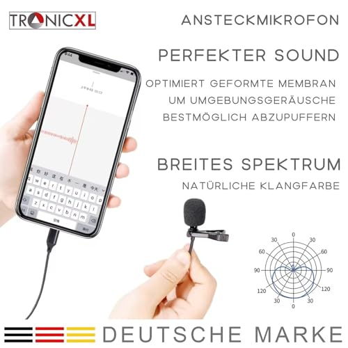 TronicXL 2 Stück Premium Ansteckmikrofon 3,5mm Klinke I Lavalier Ansteck Mikrofon für Smartphone Handy Kamera Camcorder Laptop I Interview Video Live-Streaming für YouTube Tiktok Podcast