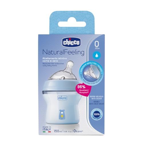 Chicco Natural Feeling Anti-Kolik Babyflasche für 0+ Monate, 150 ml, mit Weichem Silikonsauger und Doppelventil… – Ansicht 6