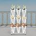 Ediess1nDT 3 Layers Flower Display Stand with 9 Pcs Plastic Buckets White Heavy Duty Moving Plant Cart Shelf with Wheels Flower Shop Iron Florist Shelf for Patio Garden Home Outdoor Metal Flower Rack