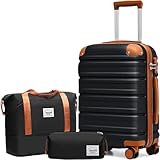 Best Carry On Luggage for International Travel: 13 Options That Actually Fit Airline Limits 4 TAKUMI Carry On Luggage Set 3 Piece ABS+PC Hardshell Suitcases with Duffel Bag Double Spinner Wheels Travel Luggage with TSA Lock Lightweight Suitcase Set(BLACK BROWN, 3 PIECE SET(20/DB/TB))