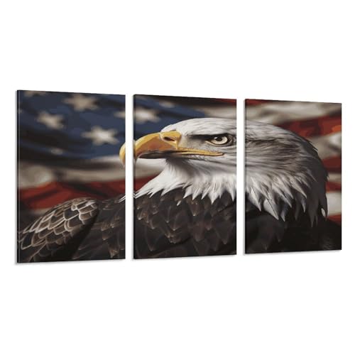 Décoration murale aigle et drapeau US pour bureau et salon