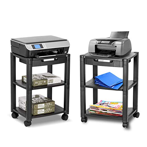 Exclusive Discount 80% Offer Halter LZ-308 Rolling Printer Cart with Wheels, Home Office Small Printer Stand with Storage and Cable Management, Pack of 2, Black