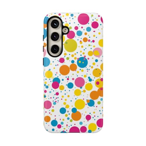 Coque Samsung Galaxy S24 Plus blanc motif pois colorés résistante brillante