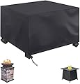 FLR Square Fire Pit Cover, 45x45x25 Inch, Waterproof 420D Heavy Duty Gas Patio Furniture Protection, All-Season Black (45x45x25in)