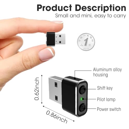 Image of Verilux 2PCS Tiny Mouse Jiggler Undetectable Mouse Mover, 3 Auto Jiggle Modes & Memory, Plug-and-Play USB Composite Device, Universal OS Support, On /Off Switch, Keeps Screen Active for Work /Gaming