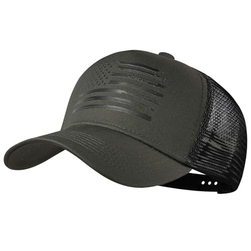 Image of VIONLAN Baseball Cap American Flag Trucker Hat for Men Women 3D Embossed Logo Adjustable Outdoor Mesh Snapback Hat