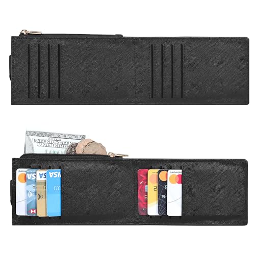 Image of Chelmon Womens Wallet Slim RFID Blocking Bifold Multi Card Case Wallet with Zipper Pocket (Black)