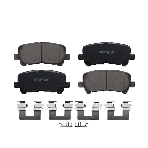 Image of Detroit Axle - Rear Brake Pads for 2011-2017 Honda Odyssey, 2009-2014 Pilot, 2007-2013 MDX, 2010-2013 ZDX, Ceramic Brake Pads w /Hardware Replacement