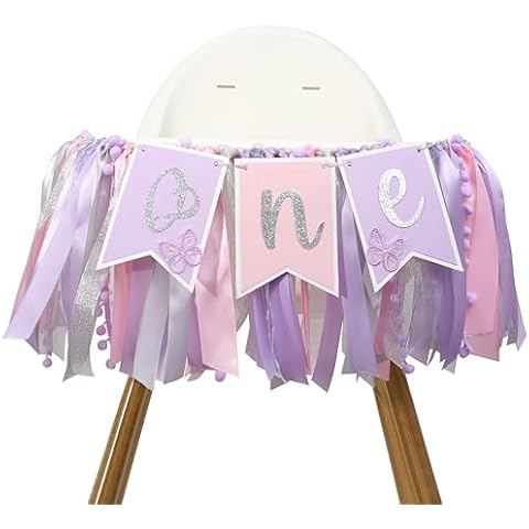 Pink Purple Butterfly Highchair Banner - Butterfly 1st Birthday Decorations, Butterfly 1st Birthday Highchair Banner, Spring Birthday Decorations, Girls 1st Birthday Highchair Banner, Butterfly 1st Cover