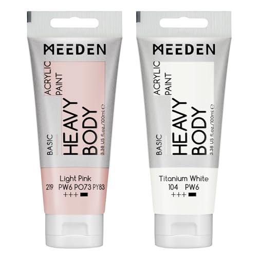 MEEDEN Peinture Acrylique Rose Clair: 100 ml Tube Peinture Acrylique Epaisse avec Couleur Blanche Titane Supplémentaire pour Toile Art Peinture