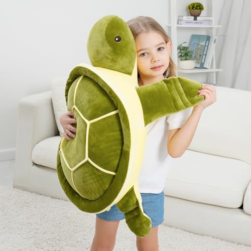 Dalmao 70cm Schildkröte Kuscheltier Groß, weiches Kuschelkissen mit Jumbo-Schildkröte, Cartoon Plüschtier Meeresschildkröte, Geschenk für Kinder Geburtstag, Ostern