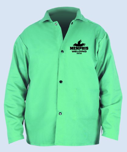 Image of MCR Safety 39030L 30-Inch Flame Resistant Cotton Fabric Welding Jacket with Inside Pocket, Green, Large
