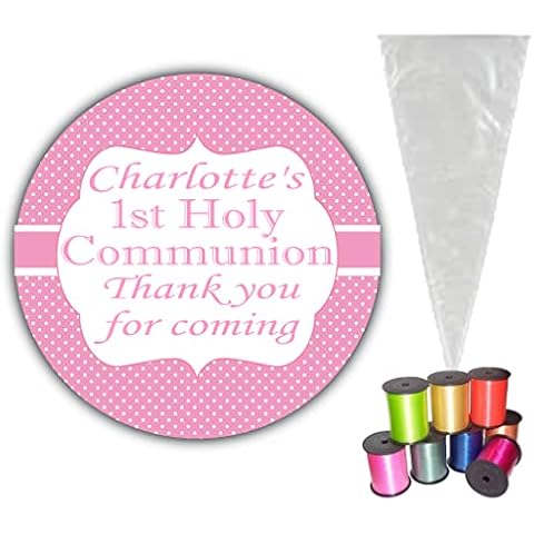 Five Star Party Supplies 24 x DIY Personalised Girls First Holy Communion Party Sweet Cone Party Loot Favour Bags Do It Yourself Bags for Sweets (Brown Hair) Cover