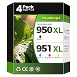950XL 951XL Ink Cartridges 8600 8610 8100 High Yield Ink Compatible for HP 951 Ink Cartridges 950 XL 951 XL Works with Office Jet Pro 8600 8610 8615 8620 8625 8100 8630 8660 276DW 251DW, 4-Pack