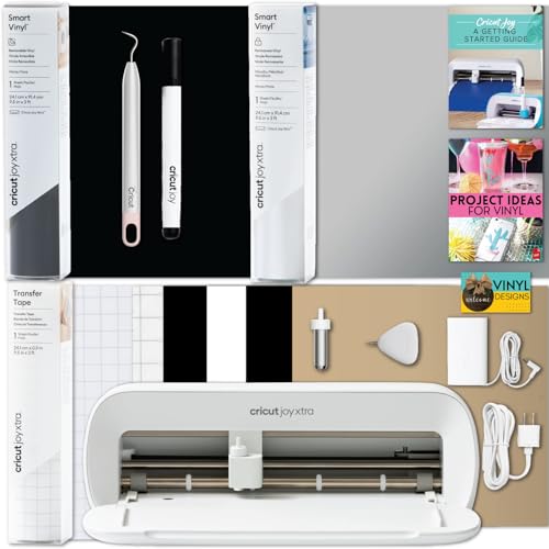 Cricut Joy Xtra Machine with Smart Vinyl Rolls, Transfer Tape and Weeder Tool Beginner Bundle - Craft Machine Bundle with Materials to Start, DIY Crafts with this Beginner Friendly Cutting Machine Kit