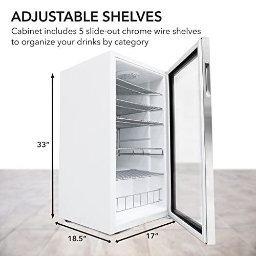 Whynter Beverage Refrigerator with Double-Layer Glass Door, 127-Can 3.1 Cu. Ft. Drink Mini Fridge with Lock, BR-128WS, Stainless Steel