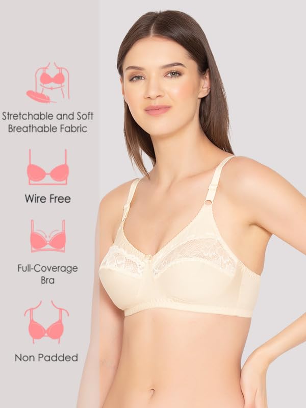 Image of Groversons Paris Beauty Women's Cotton, Full Coverage, Non-Padded, Non-Wired Bra (BR001)
