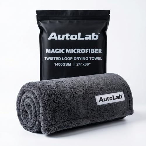 AUTOLAB 24'x36' Magic Microfiber Twisted-Loop Drying Towel, 1400GSM, Ultra Absorbent, Streak Free,...