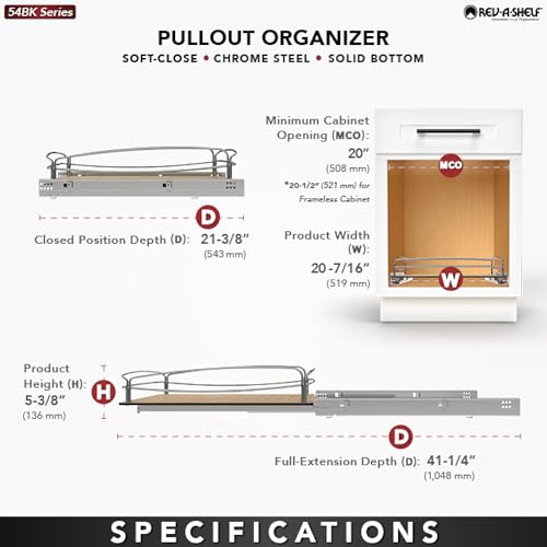 Image of Rev-A-Shelf Pullout Organizer w /Soft-Close, Min Opening Width 20 inch