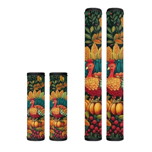 Xsehusvy Thanksgiving Turkey Refrigerator Door Handle Covers, Set of 1, Anti-Stain Fridge Handle Cover Cute Protector Fits for Most Kitchen Appliances Modern Home Decor for Thanksgiving Day